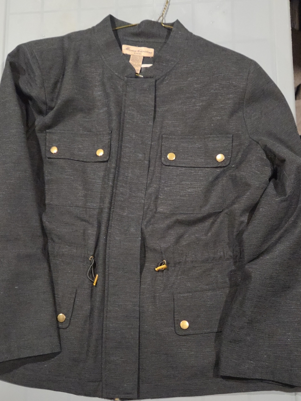 Marisa Christina Black Military Field Jacket with Gold Hardware